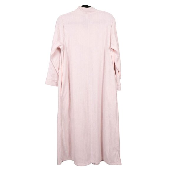 Miss Elaine Robe M Womens Pink Zip Up Embroidered Long Sleeve Pockets Tassel - Picture 7 of 7